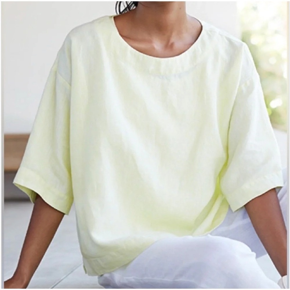 Pure Jill Women Short Sleeve Linen Kimono Tunic 2X Breathable Minimalist Beach